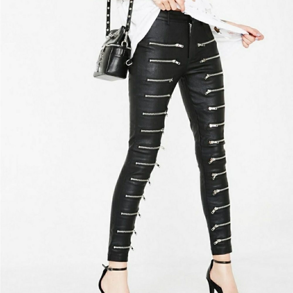Fashion Nova Zipper Zip Up Black  Skinny Pants